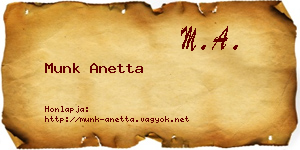 Munk Anetta névjegykártya